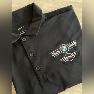 Nike Polo Shirt Mens Size Large Black BMW Mini Motorsport Circle Car Club Polo.